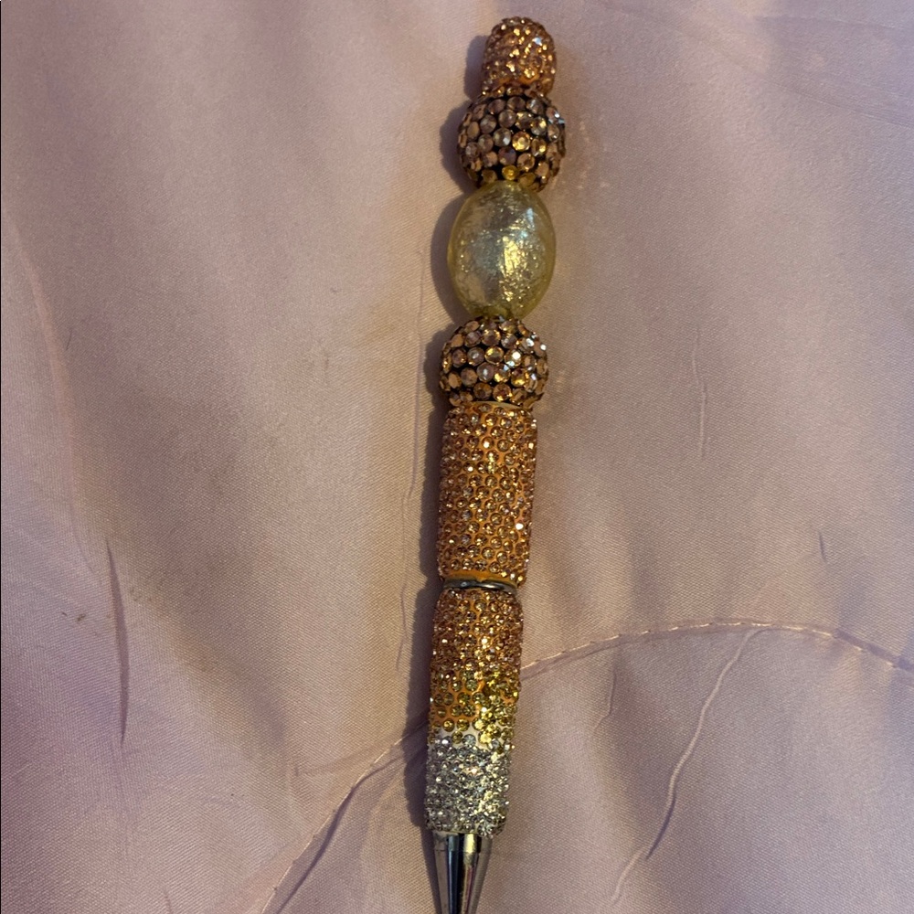 Elegant Gold and Silver Beaded Pen